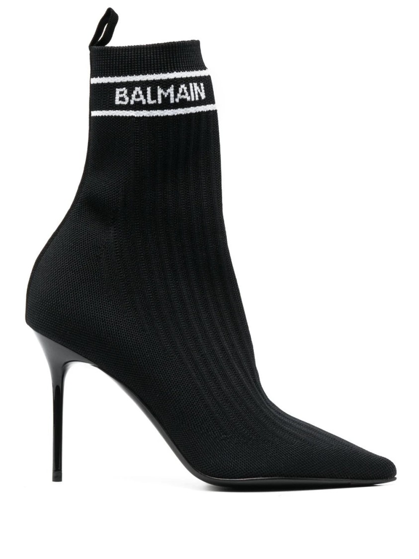 Balmain Ankle Boot Skye-knit Booties In Black