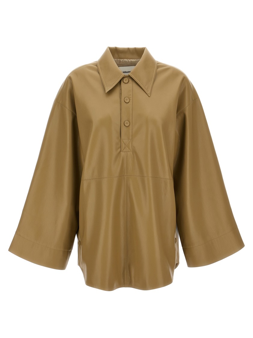 Nanushka 'blouse Pointed Collar Long Sleeves Loose Fit' In Brown