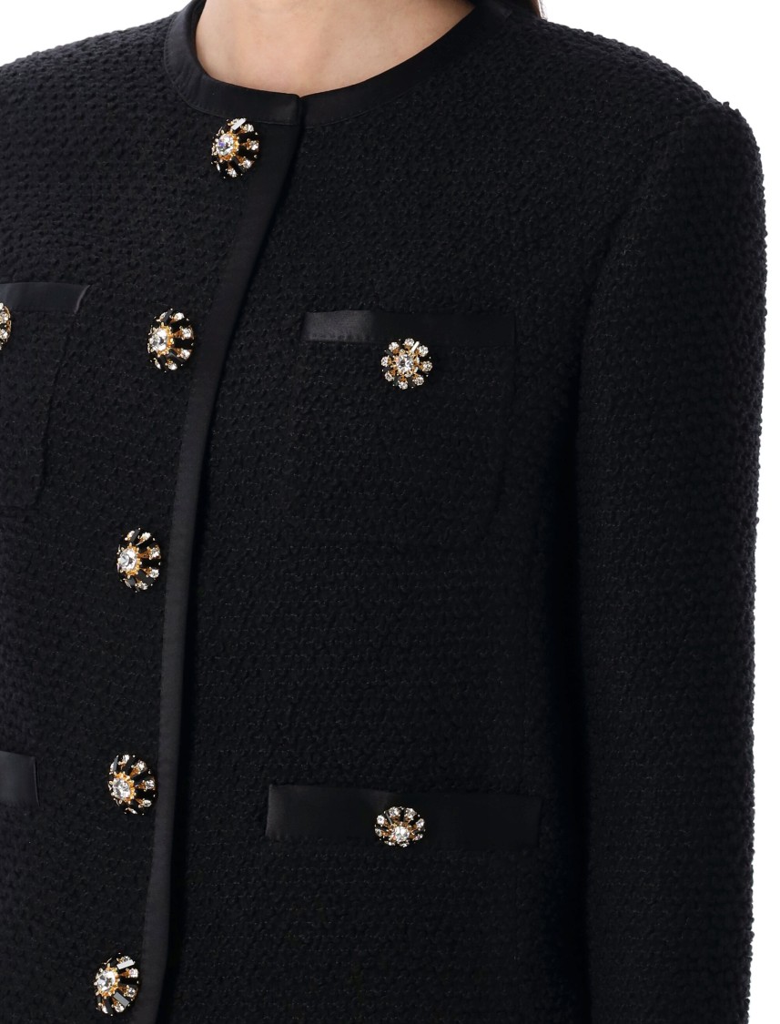 Dolce & Gabbana Jeweled Button Boucle Jacket In Black