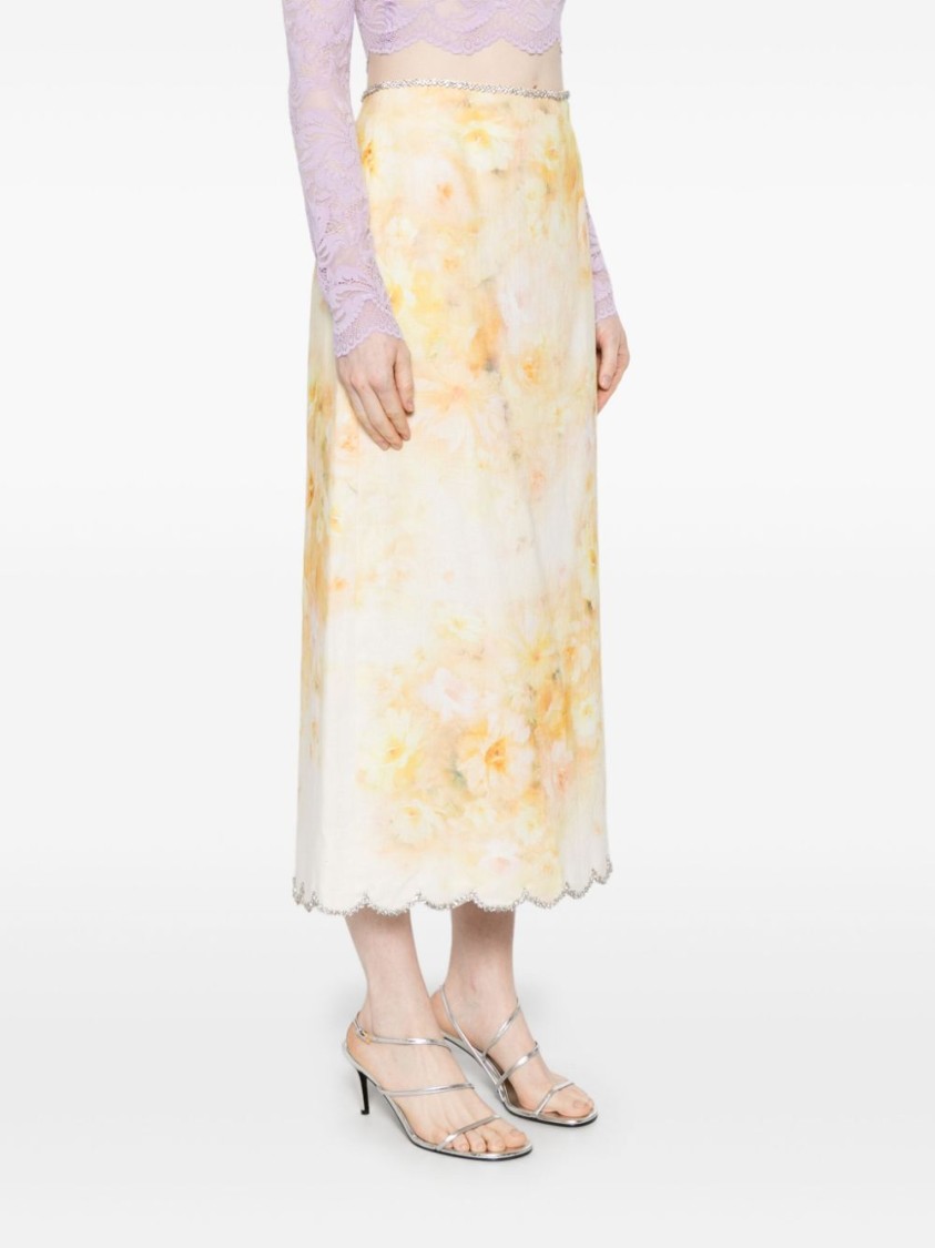 Zimmermann Women Printed Linen Crush Skirt In Yellow
