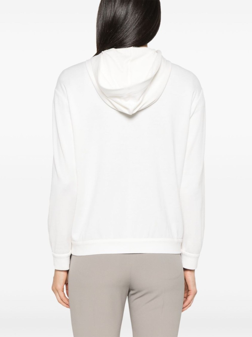 Brunello Cucinelli Women's Cotton And Silk Blend Hoodie In White