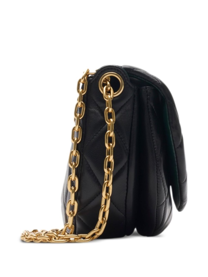 Burberry Rocking Medium Quilted Leather Shoulder Bag In Black