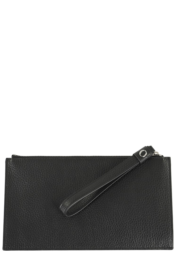 ORCIANI ORCIANI TEXTURED LEATHER POCHETTE WITH ZIP CLOSURE