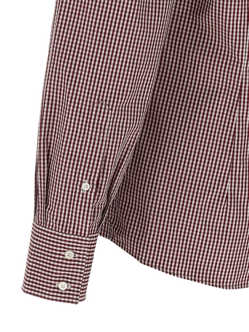 Brunello Cucinelli Checked Pattern Button-down Collar Shirt In Purple