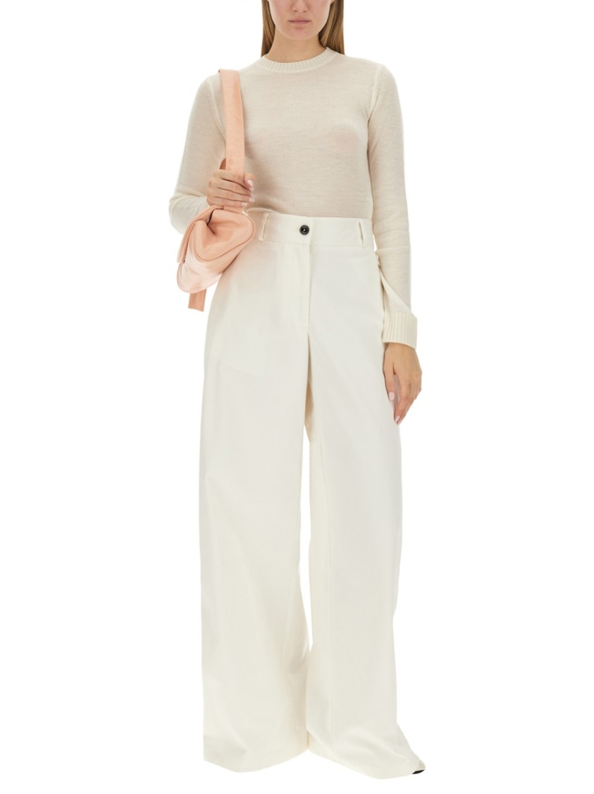 Jil Sander High-waisted Wide Leg Pants With Clean Lines In White