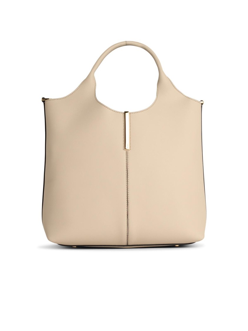 Tod's Beige Leather Shopping Bag In Neutrals