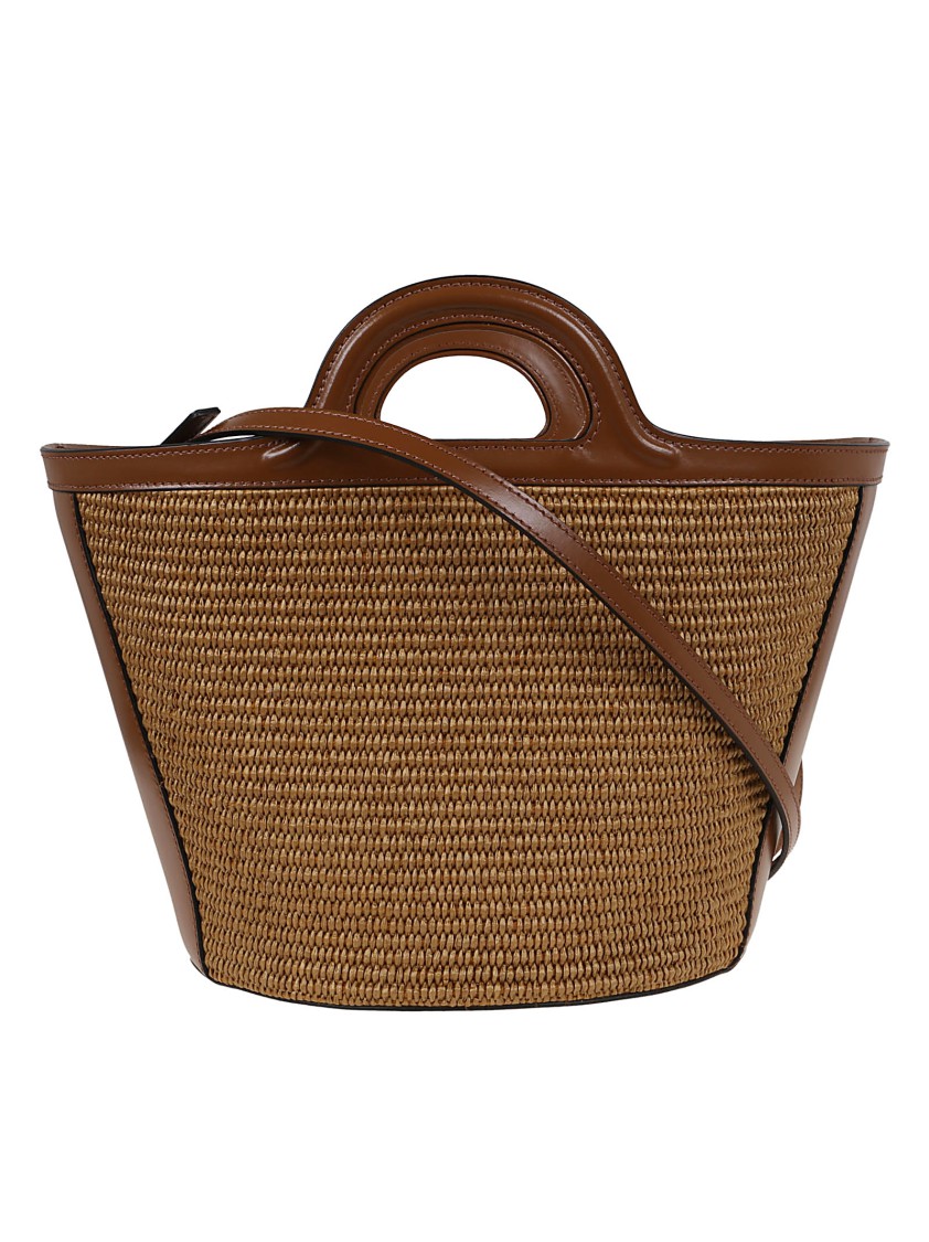 MARNI MARNI SMALL TROPICALIA HANDBAG WITH WOVEN RAFFIA PANELS