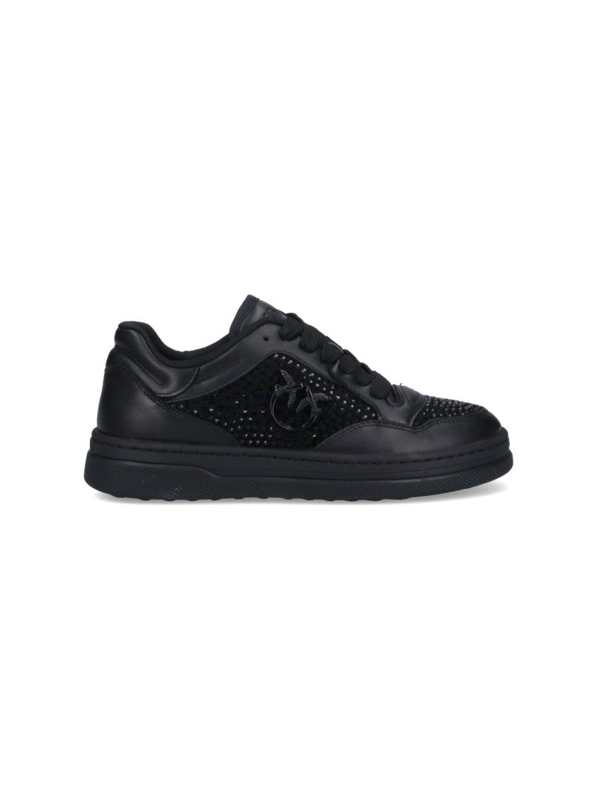 Shop Pinko "mandy" Sneakers With Strass – Black