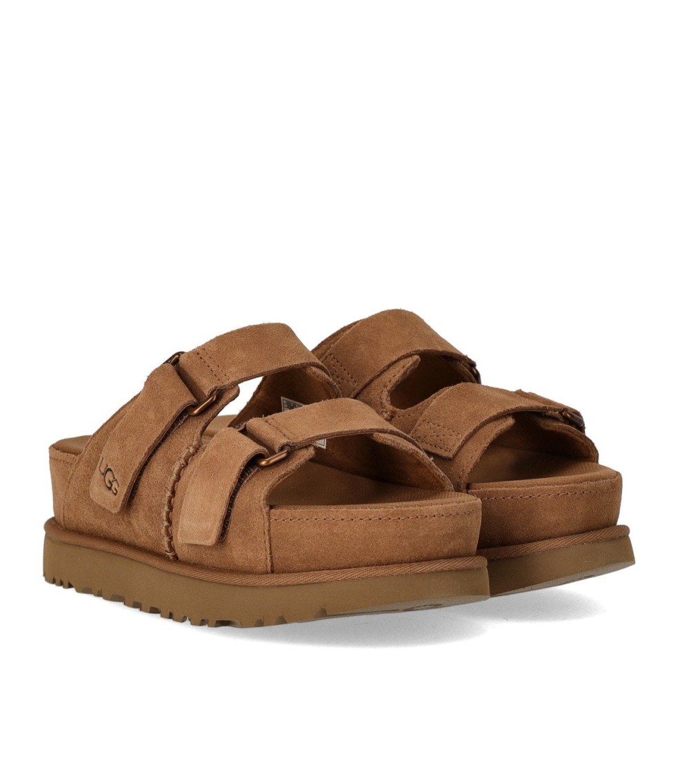 Ugg Goldenstar Hi Slide Slipper-mule In Leather Color Suede