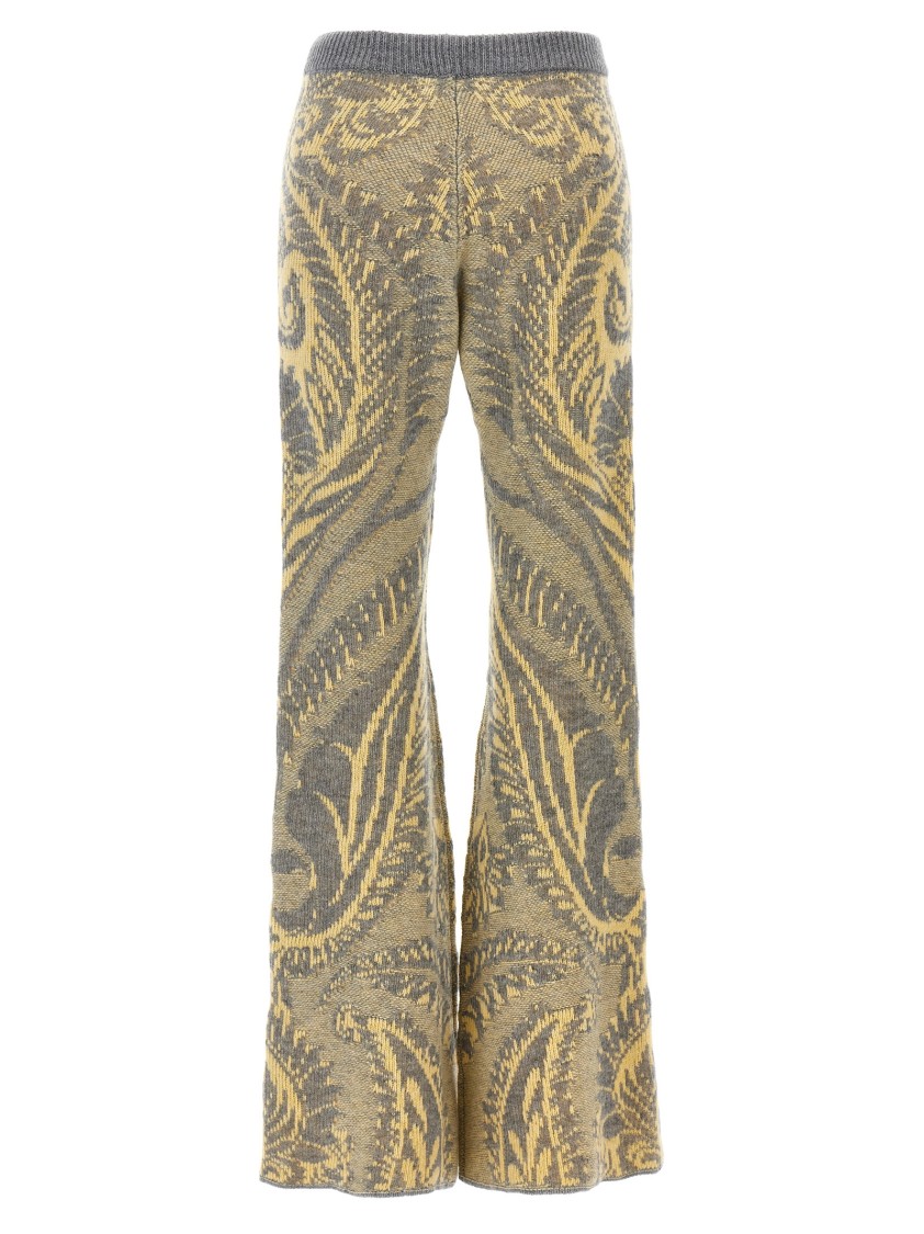 Etro Paisley Intarsia Flared Trousers In Green