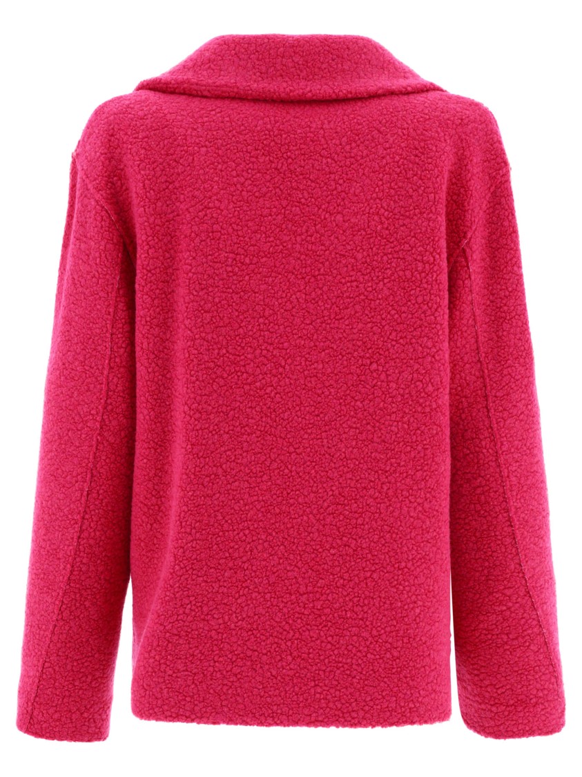 Harris Wharf London Double-breasted Boucle Wool Coat In Purple