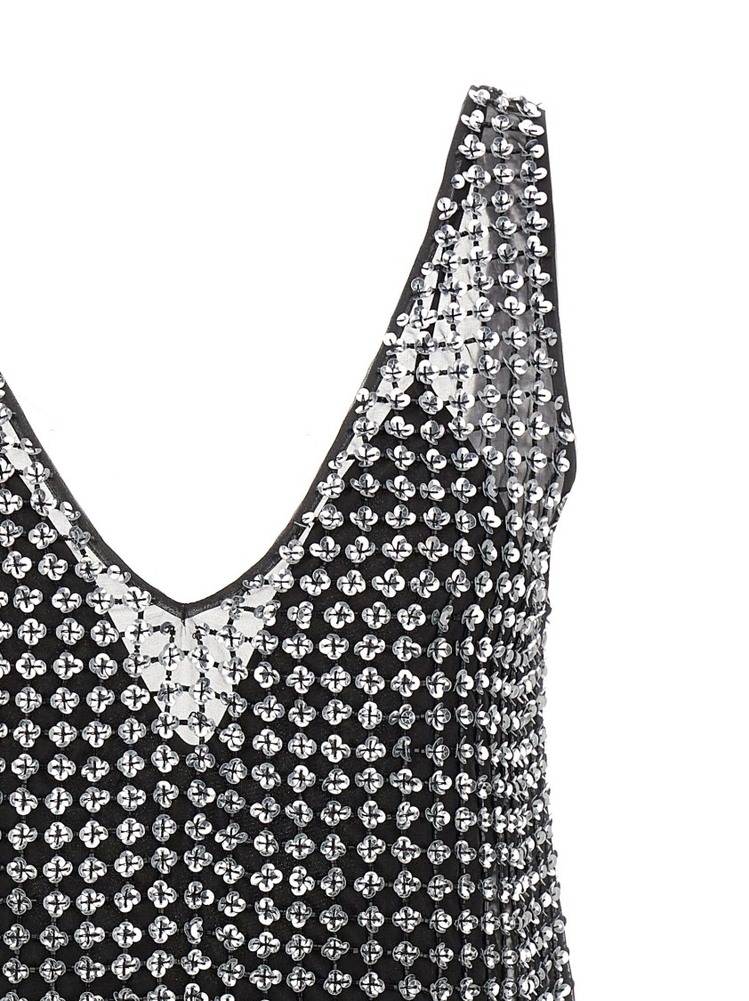 Max Mara Silk Organza Mini Dress With Floral Sequins