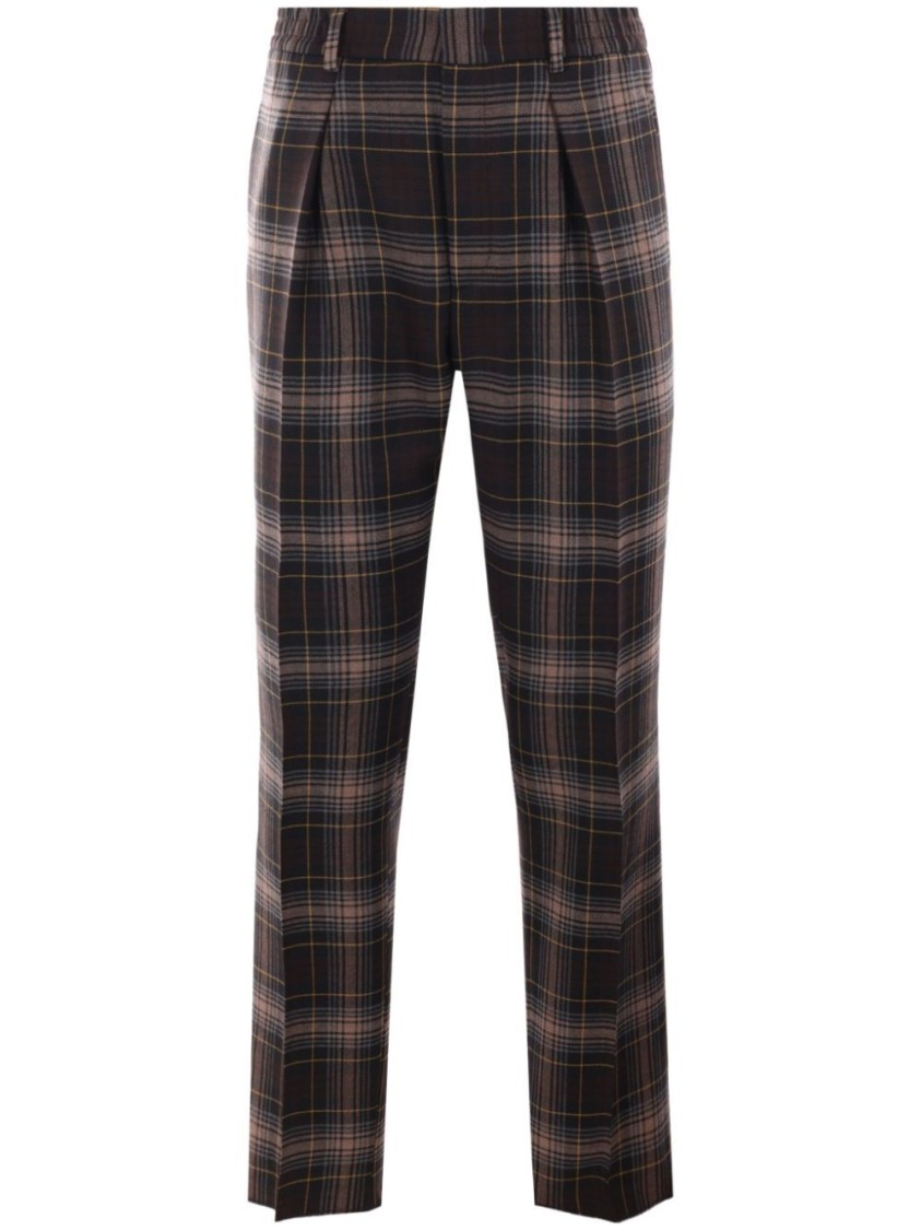 Fendi Plaid Wool Tailored Pants