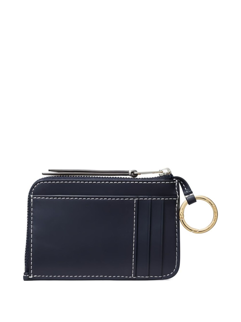 Tory Burch Navy Blue Cardholder With Zip Fastening In Black