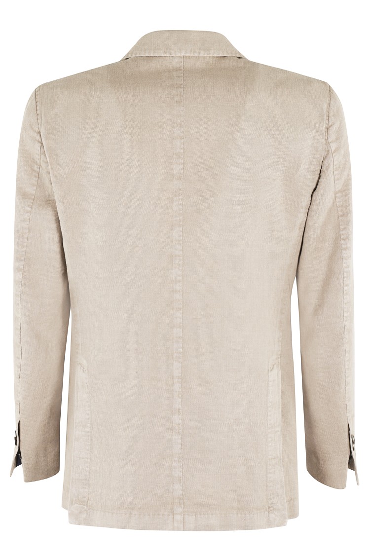 Santaniello Two-button Jacket In Light Ramie Blend In Grey