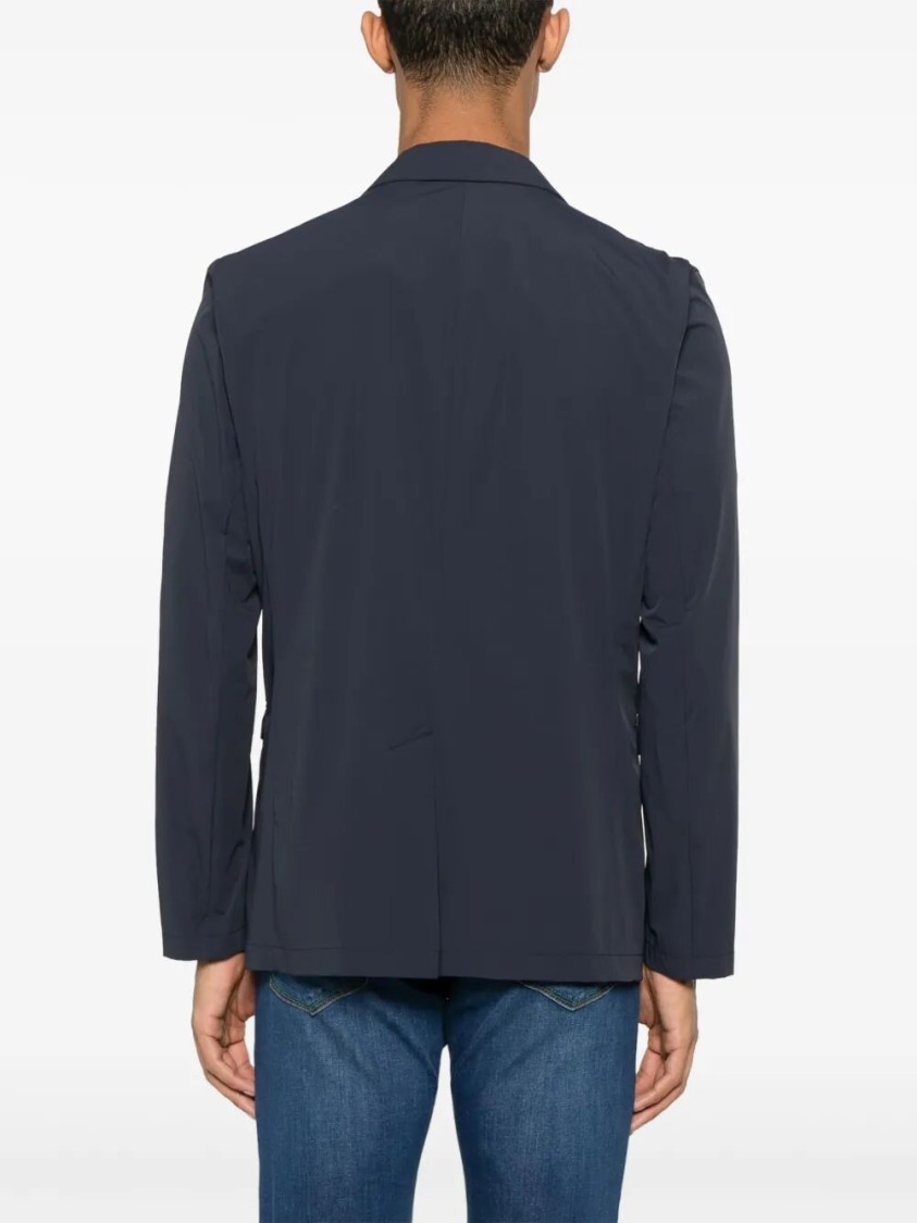 Herno Tailored Black Blazer With Notched Lapels In Blue