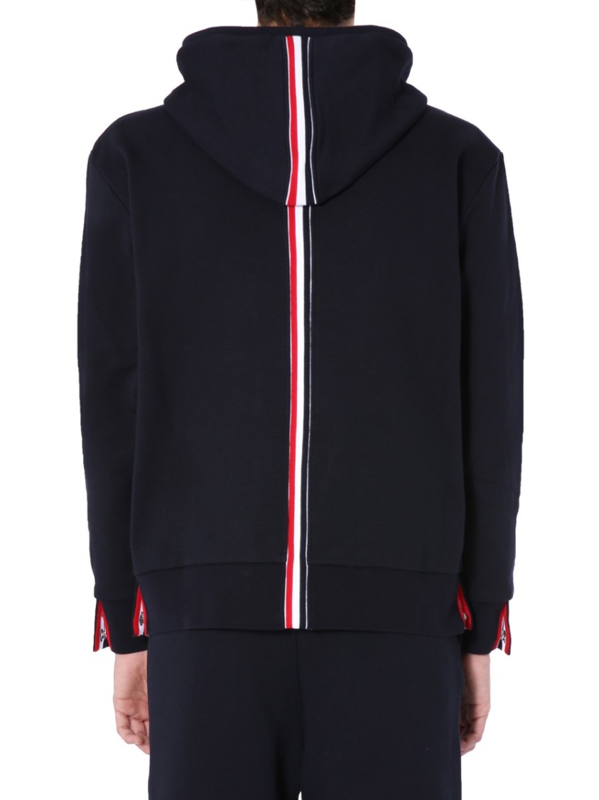 Thom Browne Classic Black Zip-up Hoodie With Contrasting Details In Black