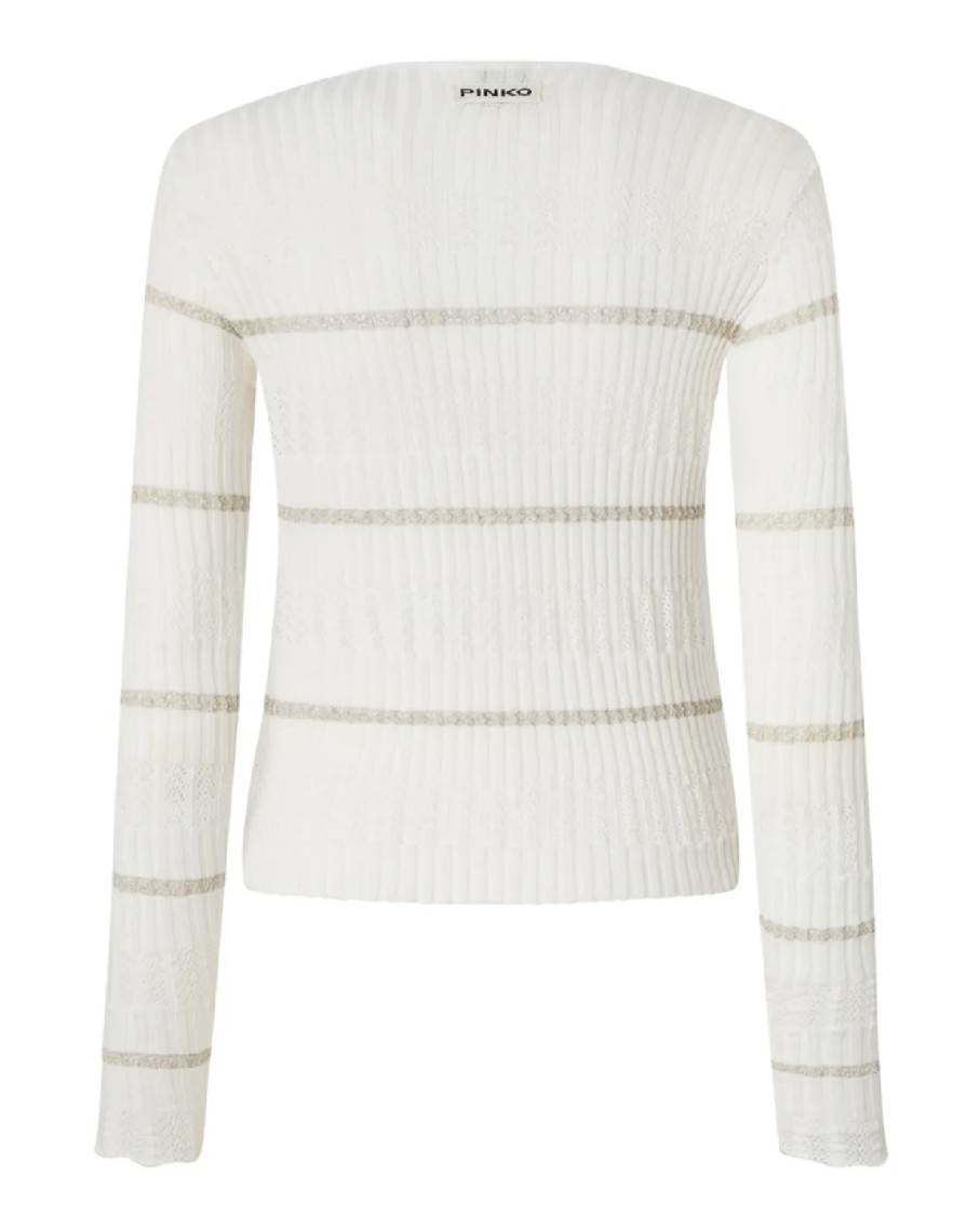 PINKO PINKO RIBBED KNIT SWEATER WITH SUBTLE STRIPE DETAILING