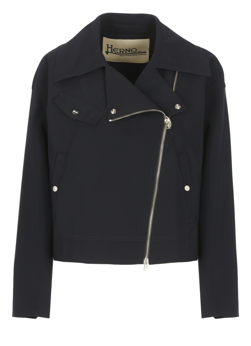 Herno Biker Jacket With Asymmetrical Zip Closure