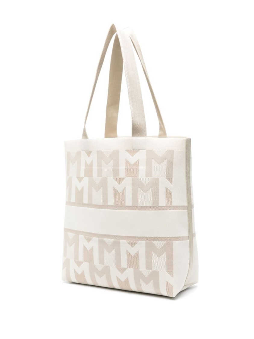 Shop Moncler Knit Tote Bag In White