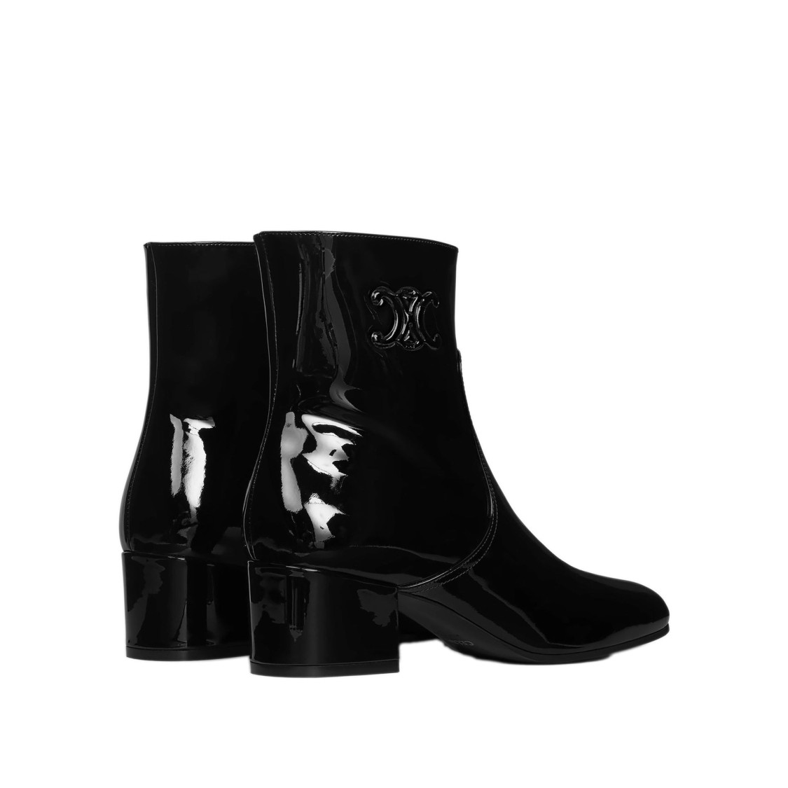 Celine Triomphe Zipped Leather Boots Women In Black