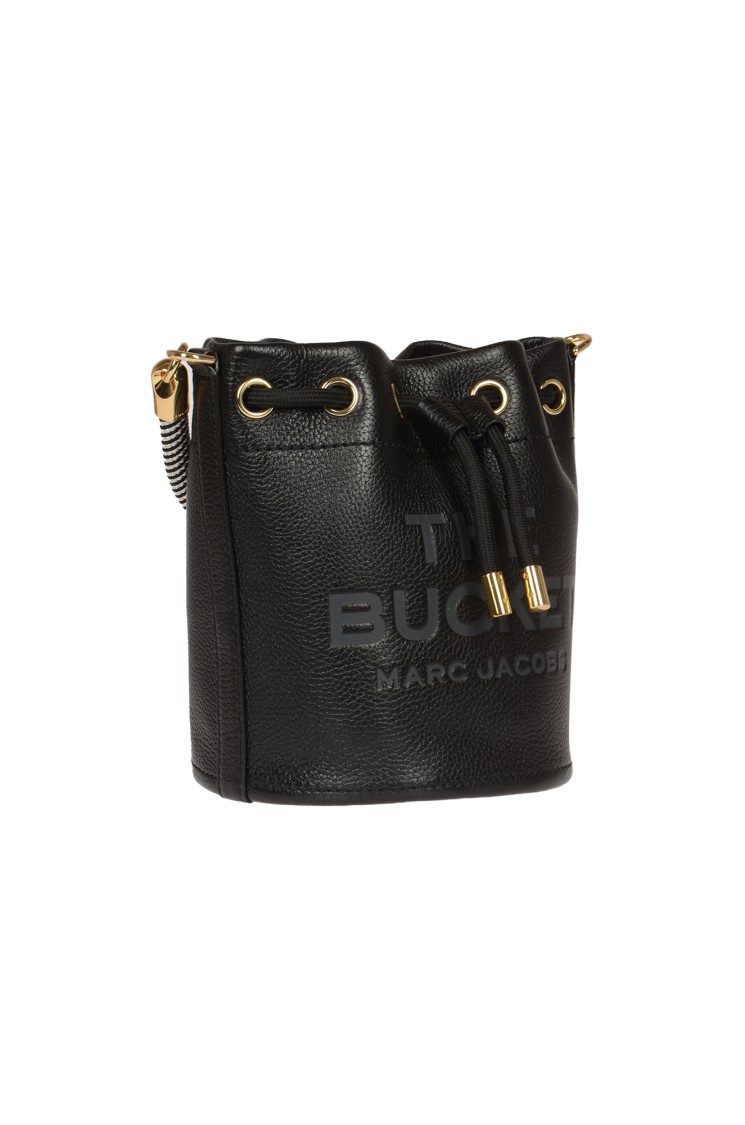 Marc Jacobs Textured Leather Bucket Bag With Drawstring Closure In Black