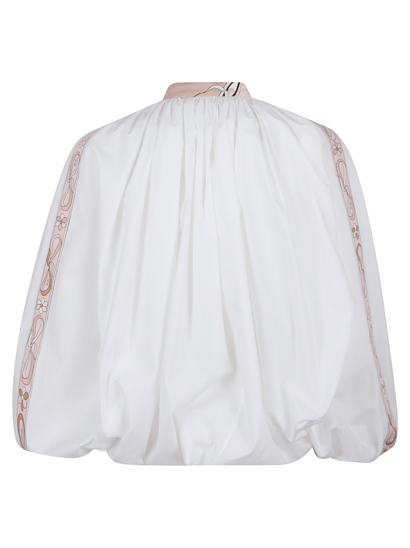Pucci Emilio High-neck Cotton Blouse With Drawstring Closure