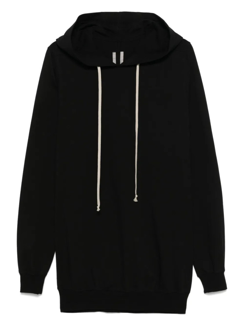 Rick Owens Relaxed Fit Black Hoodie With Classic Drawstring In Black