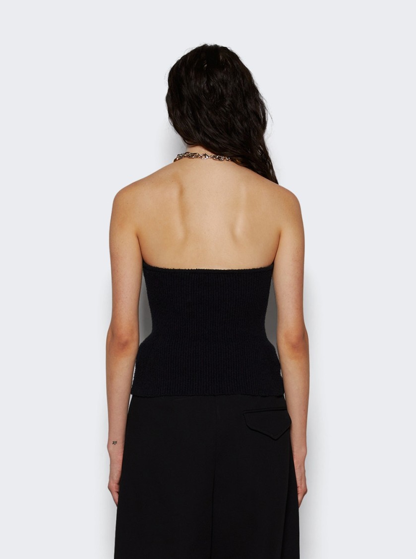 Wardrobe.nyc Textured Rib Knit Bandeau With Heart-shaped Neckline In Black