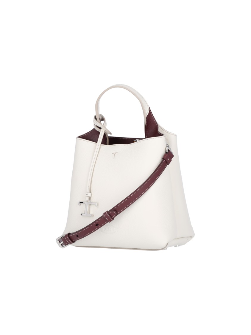 トートバッグ Tod's Textured White Leather Handbag With Silver Charm Tod's Textured White Leather Handbag With Silver Charm Bag