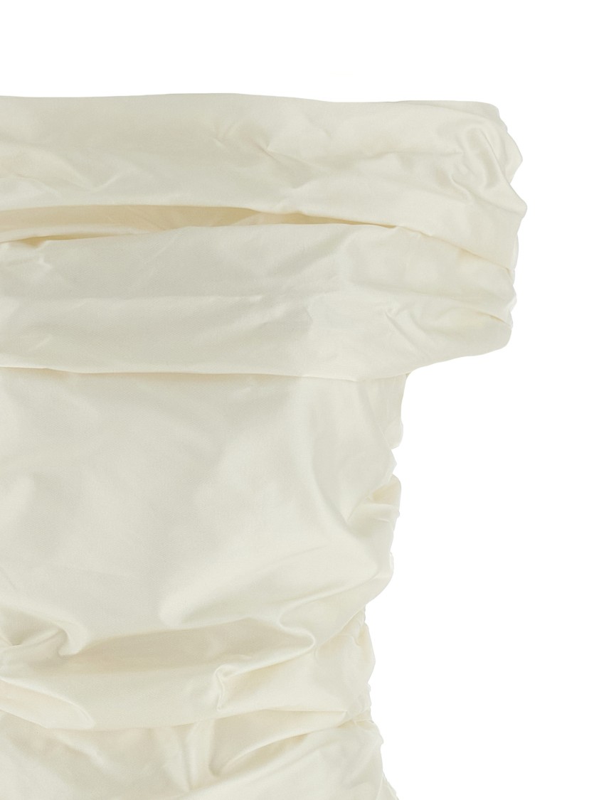 Rotate Birger Christensen Off-shoulder Gathered Minidress In Neutral
