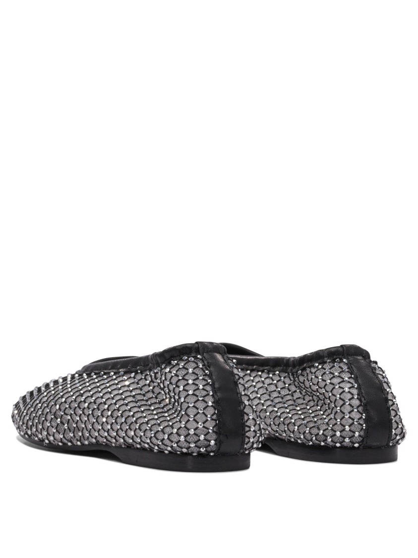 Alohas Pointed Toe Black Ballerinas In Gray