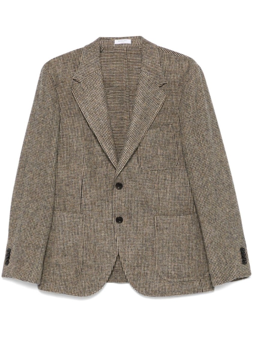 Boglioli Brown Tailored Houndstooth Jacket In Brown
