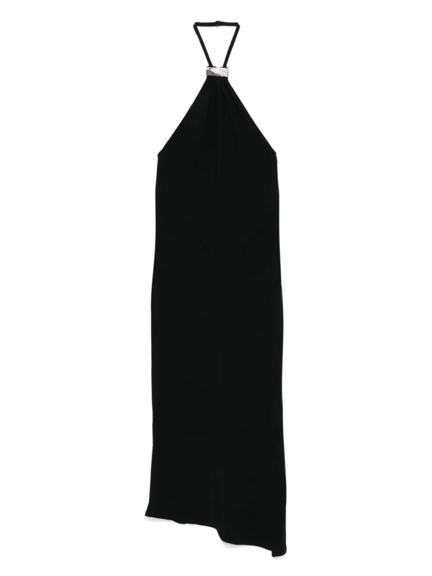 Attico Halter Neck Midi Dress With Metallic Detail In Black