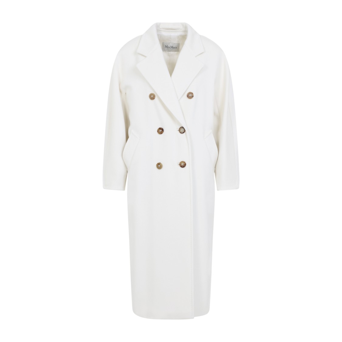 Max Mara Madame Double-breasted Wool Coat In White