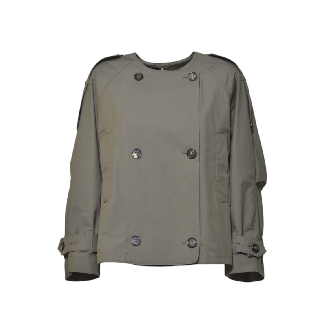 Max Mara Green Jim Trench Coat In Drip-free Twill In Green