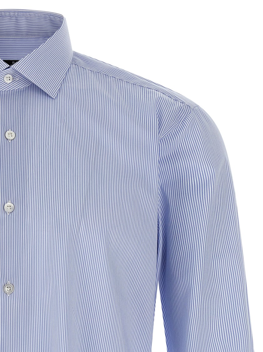 Barba Napoli Barba Slim Fit Striped Cotton Poplin Shirt In Blue