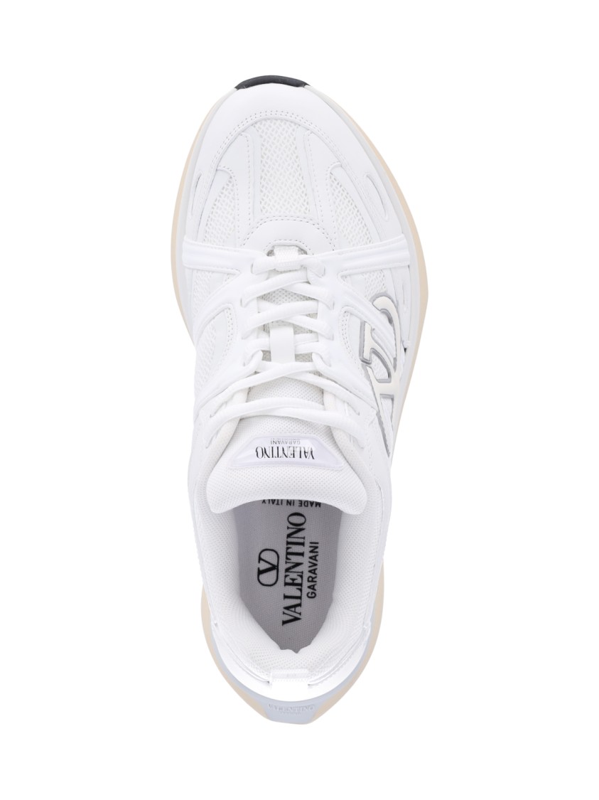 Valentino White Leather And Fabric Vlogo Easyjog Sneakers In White