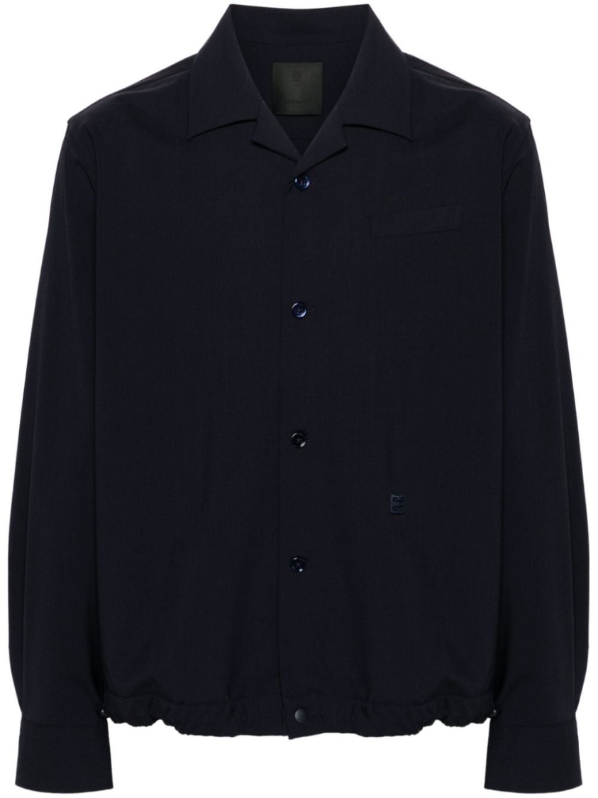 Givenchy Drawstring Wool-blend Shirt Jacket In Black
