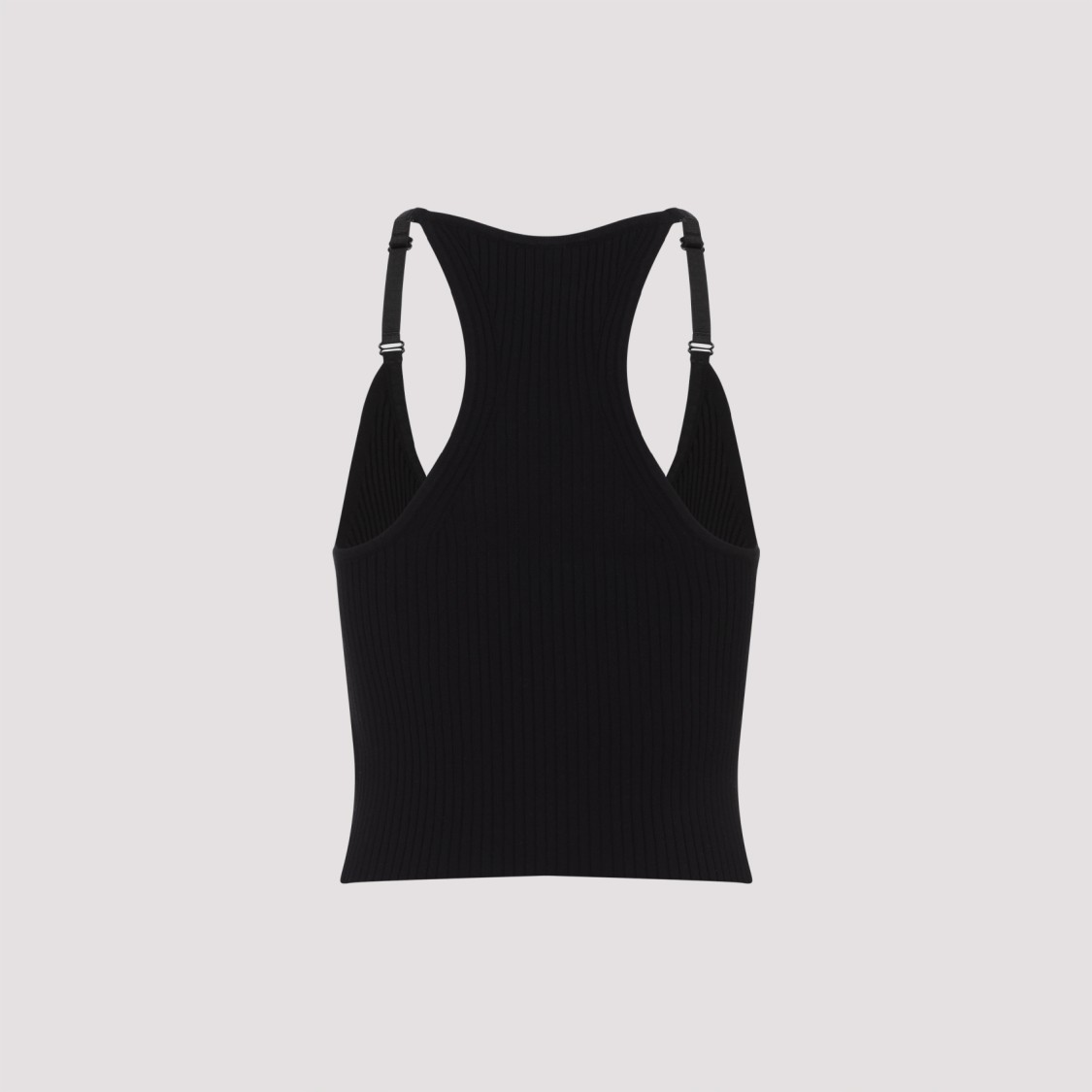 Shop Courrèges Scuba Rib Knit Black Viscose Tank Top