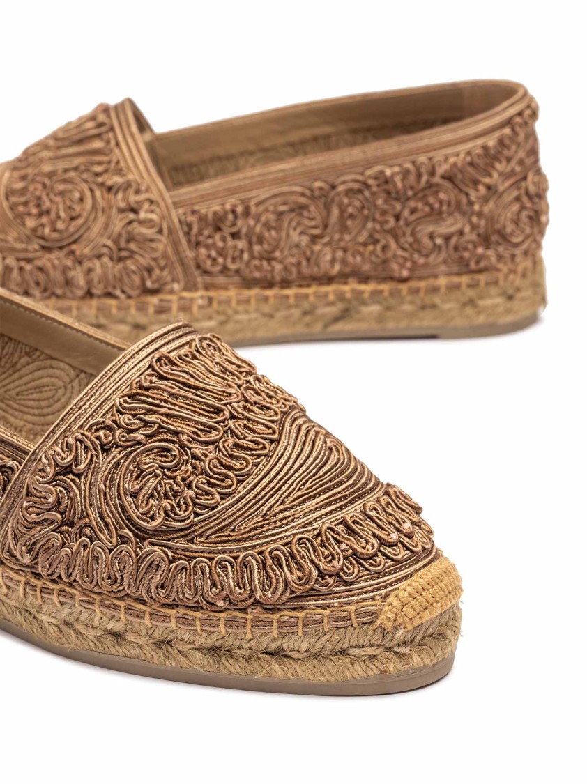 Etro Beige Espadrilles With Cornely Embroidery And Jute Sole In Brown