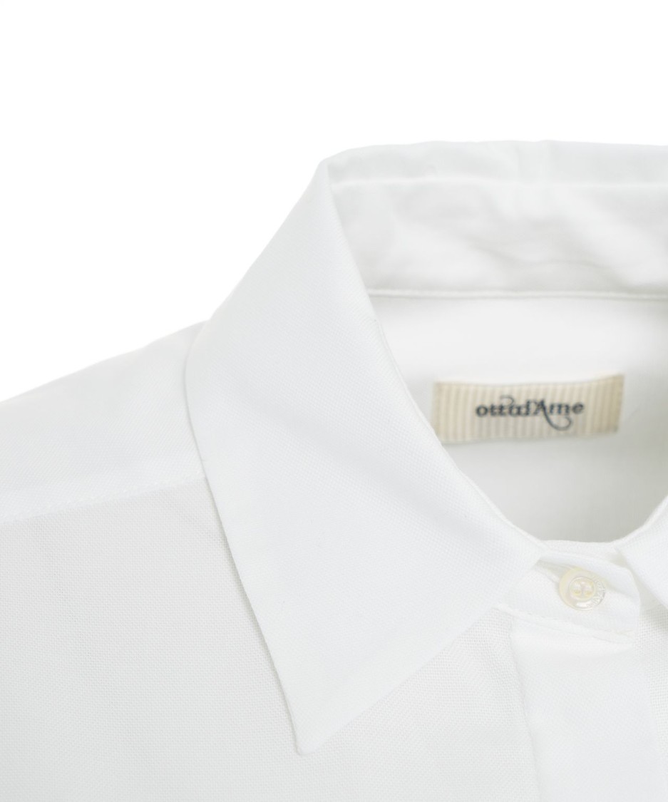 Ottod'ame Oversized Cotton Blouse With Kent Collar And Sparkling Accents In White