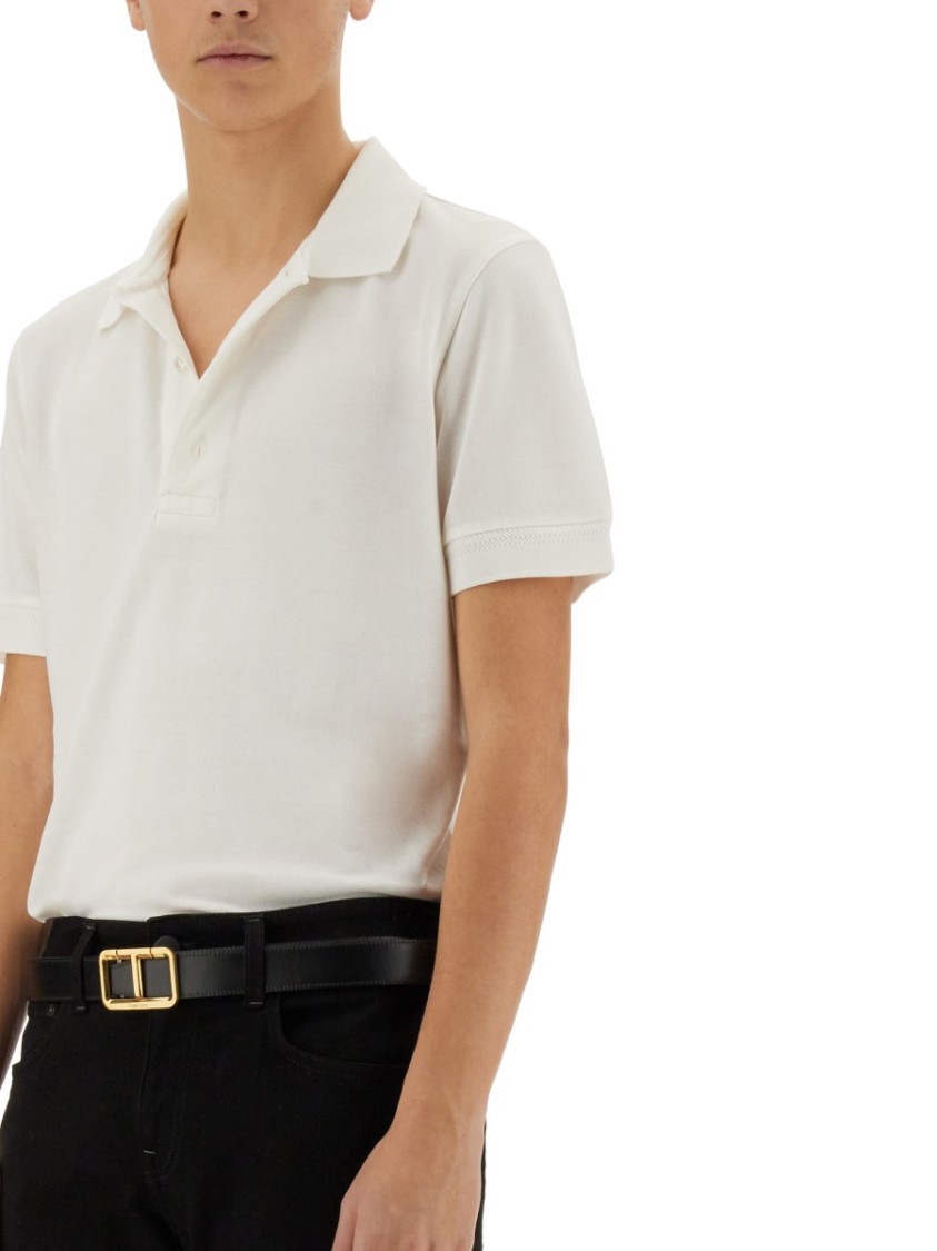 Shop Tom Ford Piquet Polo In White