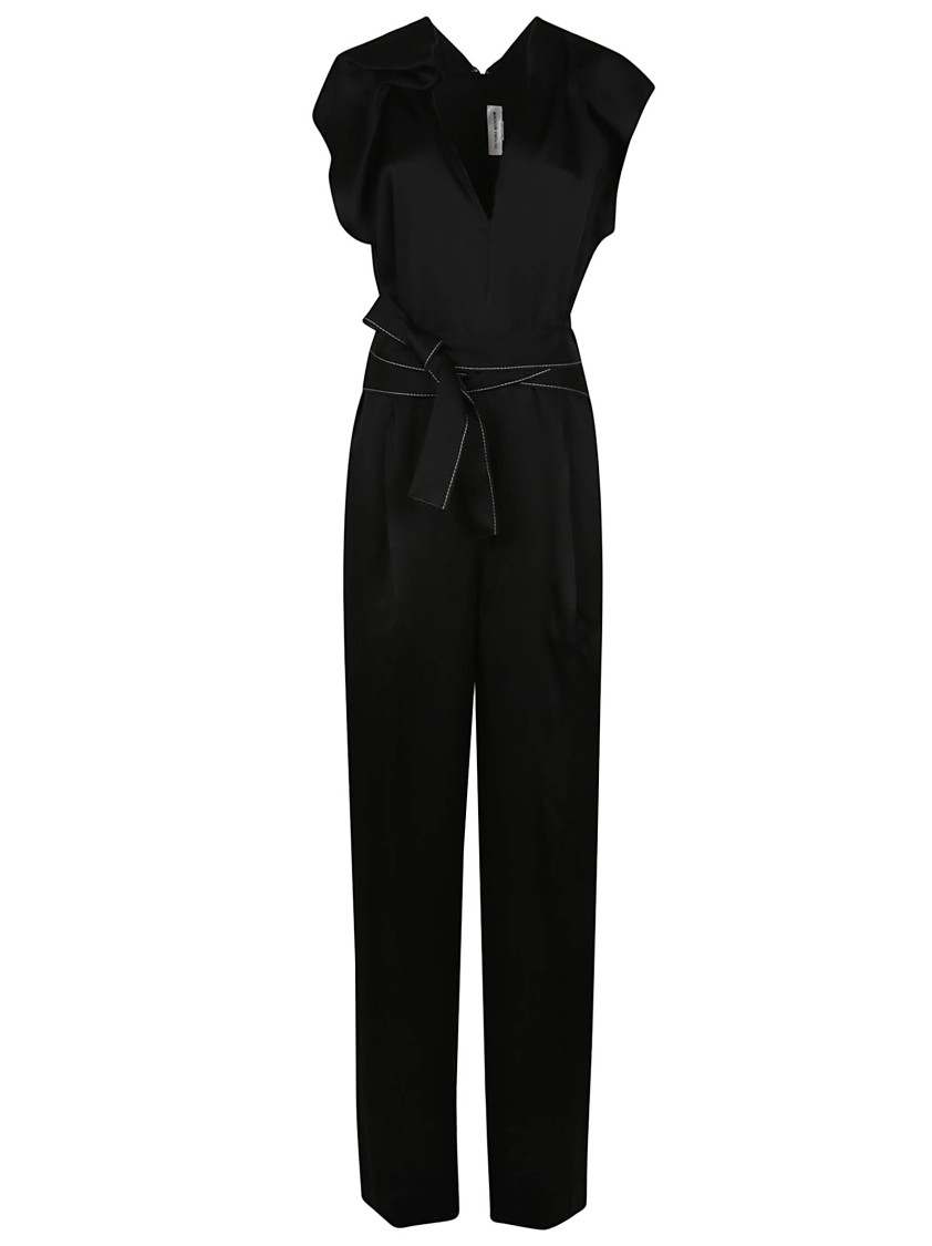 Shop Victoria Beckham V-neck Wide-leg Jumpsuit In Black