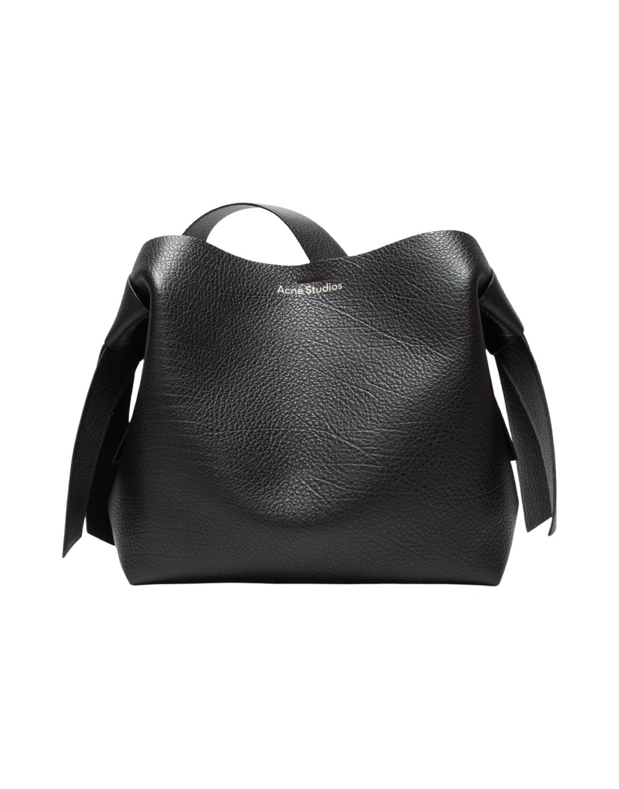 Acne Studios Sculptural Black Grainy Leather Musubi Tote In Black