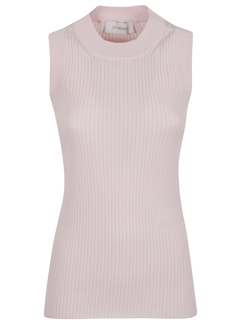 Max Mara Fitted Pure Cotton Tank Top With Flat Rib Texture