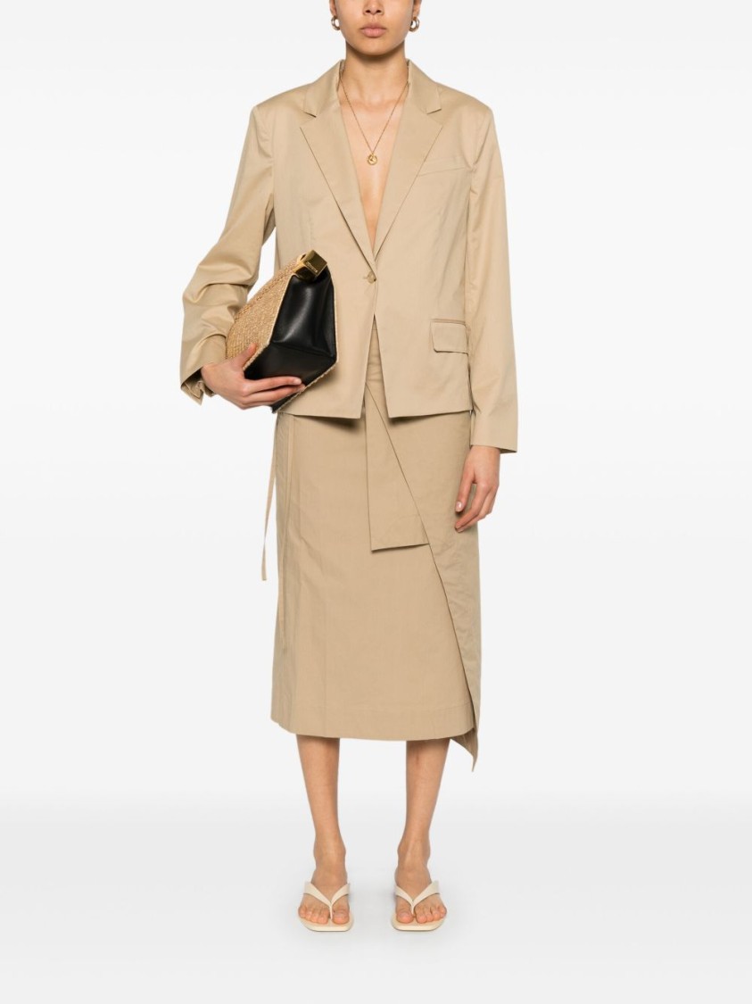 Hugo Boss Light Brown Cotton Blazer With Structured Shoulder Pads In Brown