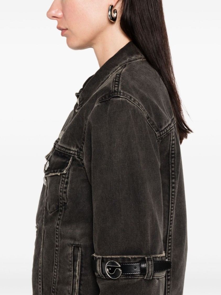 Coperni Oversized Black Denim Jacket With Unique Strap Details