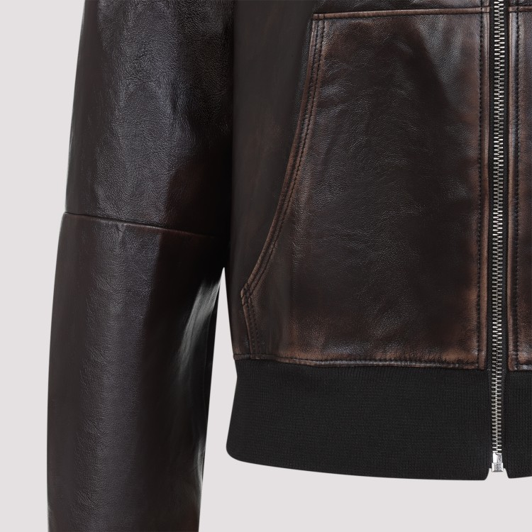 Prada Brown Lamb Leather Jacket in Brown | THE LIST
