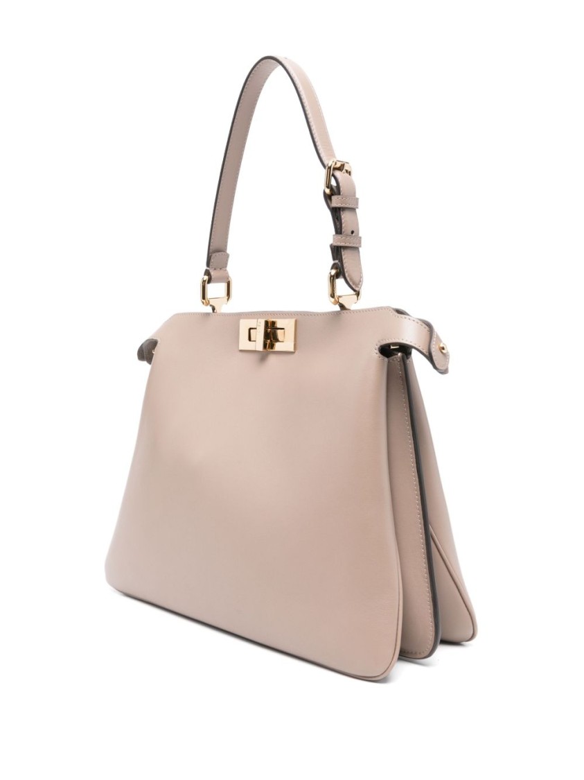 Shop Fendi Structured Handbag With Gold-tone Clasp In Pink